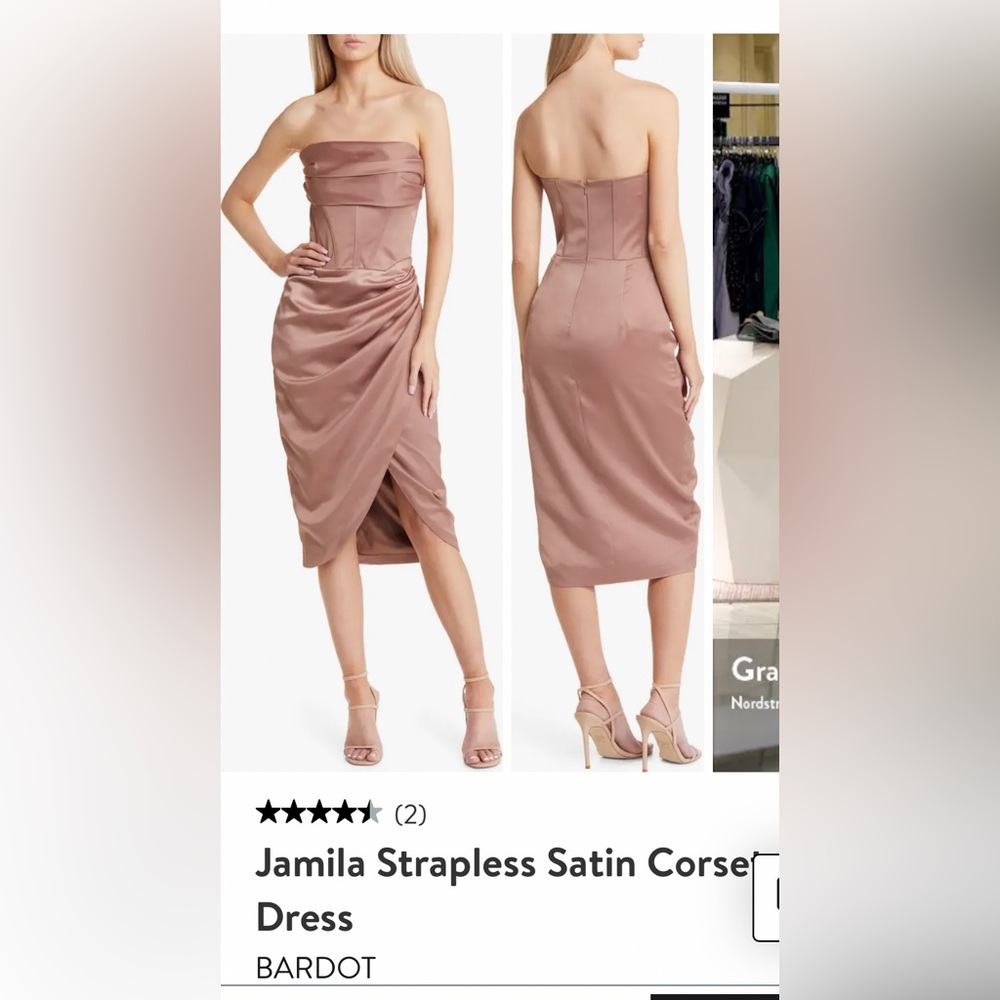 Bardot Jamila strapless satin corset dress